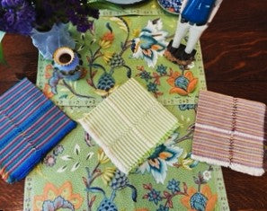 Set of 4 Hand Painted Designer Placemats (Floral Mint)