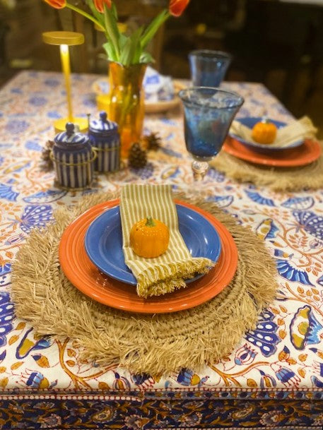 Dramatic and Versatile Hand Block Printed Table Cover (60x90)