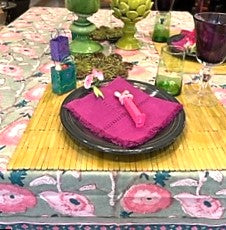 Spring in Bloom Block Print Table Cloth (60 x 90) Tea Party Perfect