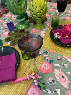 Spring in Bloom Block Print Table Cloth (60 x 90) Tea Party Perfect