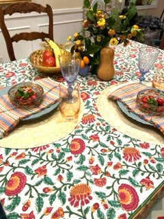 All Seasons Fresh Block Print Tabl;e Cloth (60 x 90)