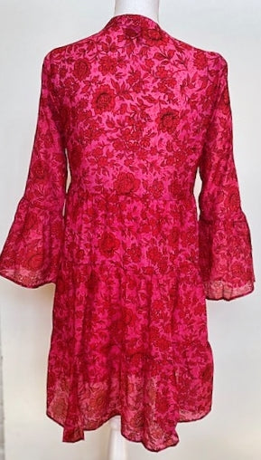 Perfect Dress for Women of All Ages. Printed silk dress - Saint-Tropez short