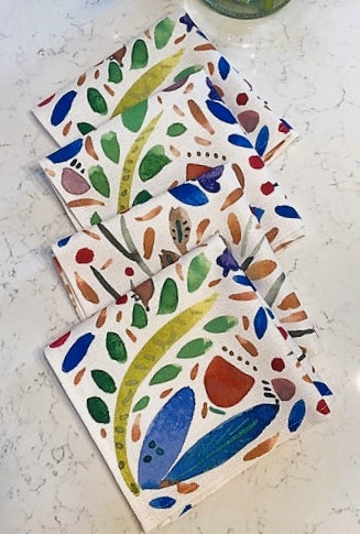 Watercolor Table Linen Napkins. Outstanding! (Sold in sets of 4)