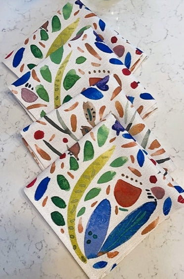 Watercolor Table Linen Napkins. Outstanding! (Sold in sets of 4)
