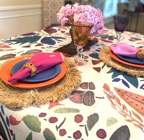 Create a Tablescape with our Transitional Watercolor Table Linen (7ft X 4.5)