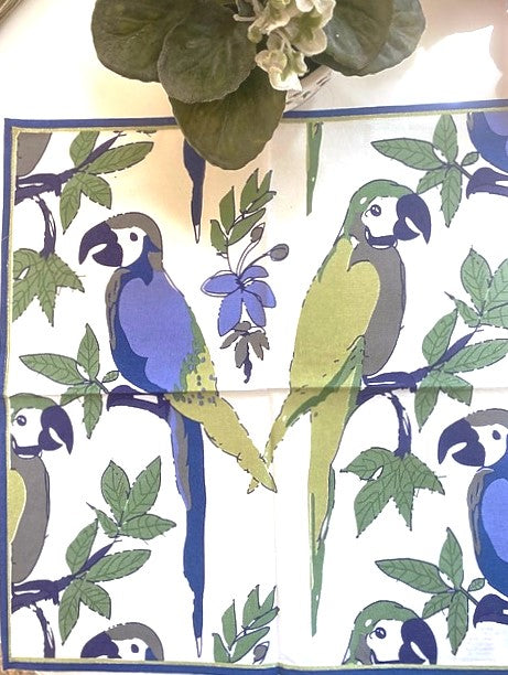 Hand-printed table napkins- Set of 6- Parrot Amethyst