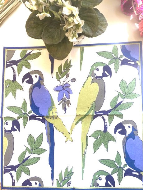 Hand-printed table napkins- Set of 6- Parrot Amethyst