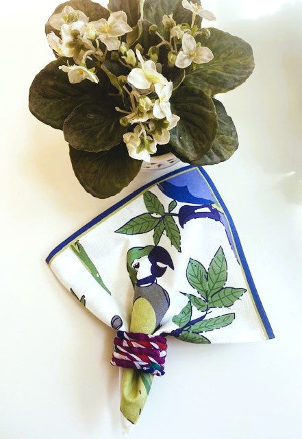 Hand-printed table napkins- Set of 6- Parrot Amethyst