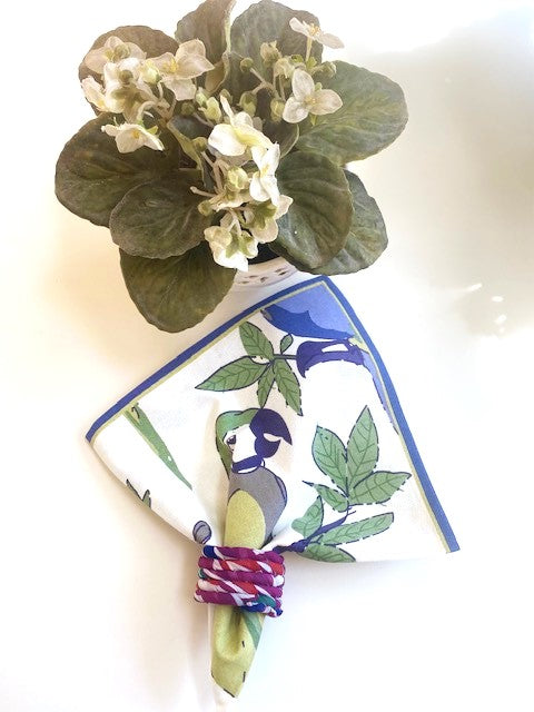 Hand-printed table napkins- Set of 6- Parrot Amethyst