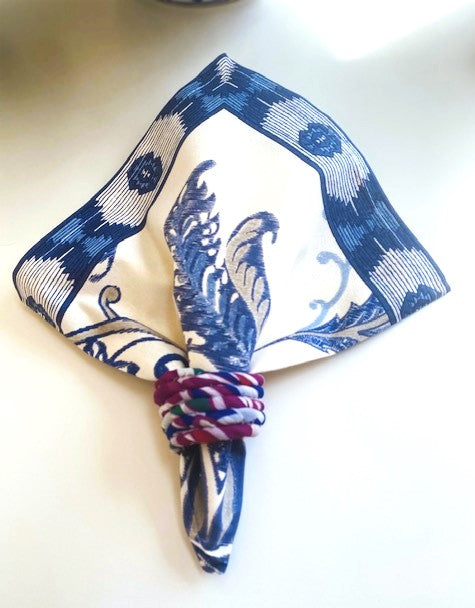 Elegant hand-printed 100% cotton napkins create an elegant statement for your table. Sets of Six
