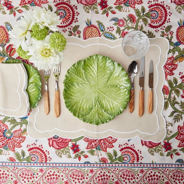Block Printed Colorful Bouquet of Flowers Table Cloth (6 seater)