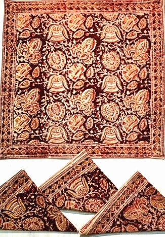 Terracotta Kalamkari Tablecloth. Thanksgiving Perfection.