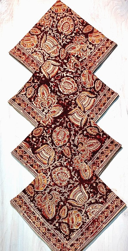Terracotta Kalamkari Tablecloth. Thanksgiving Perfection.