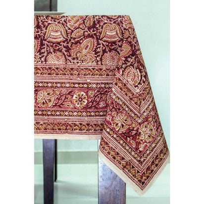 Terracotta Kalamkari Tablecloth. Thanksgiving Perfection.