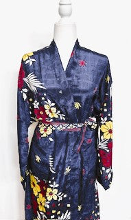 Top of the Line Silk Kimono Duster (Navy)