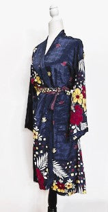 Top of the Line Silk Kimono Duster (Navy)