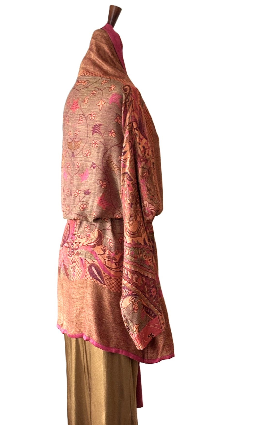 Jacket,  Silk With Cashmere Wool Fully Reversible Kimono Wrap