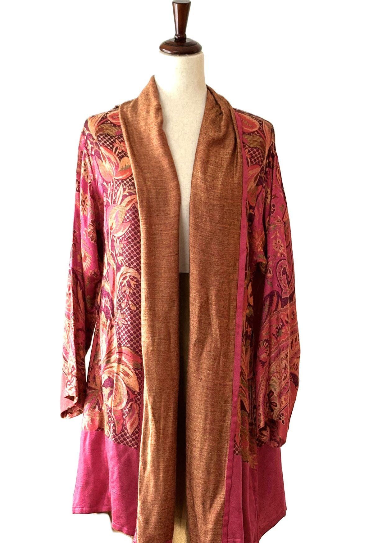 Jacket,  Silk With Cashmere Wool Fully Reversible Kimono Wrap