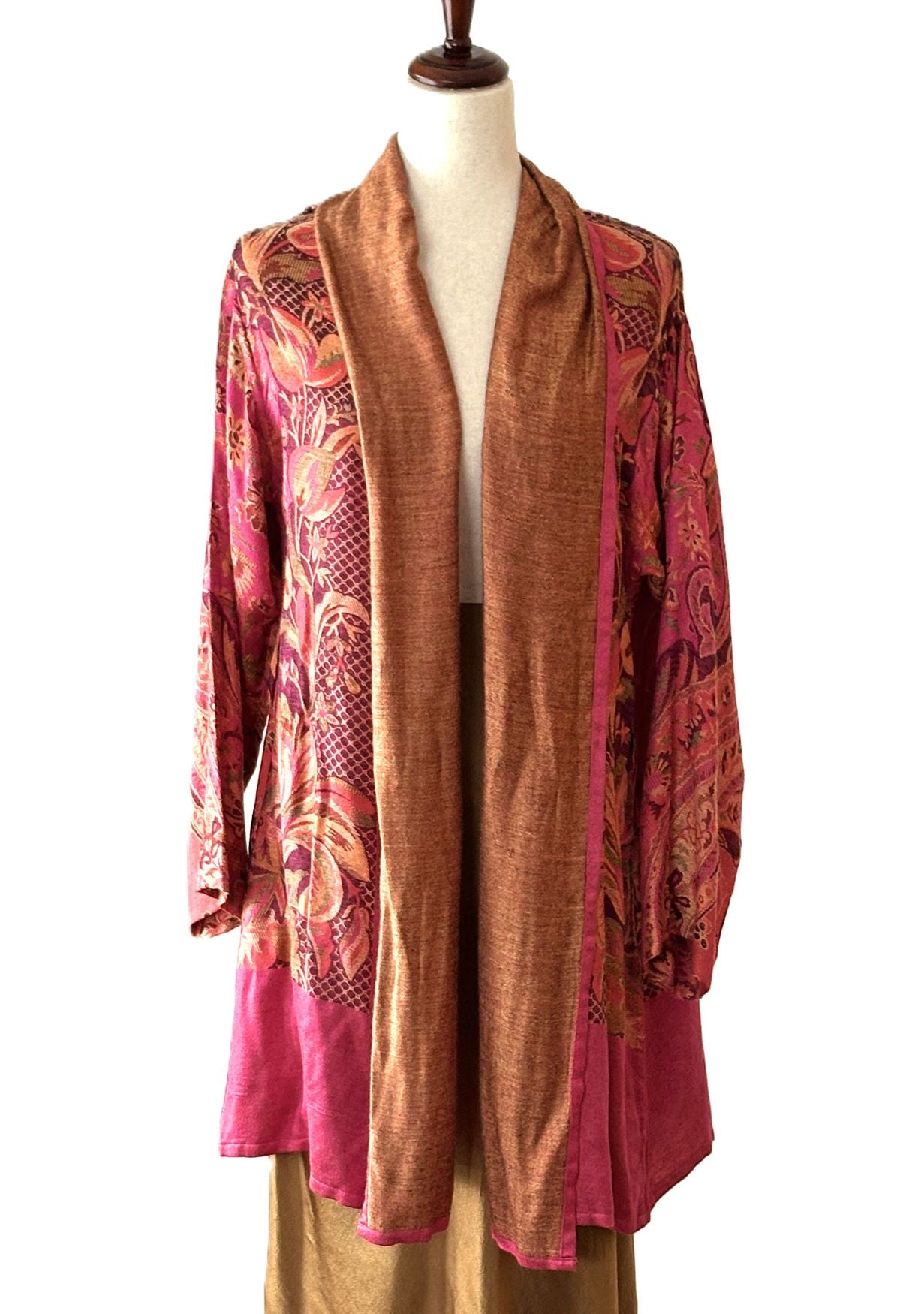 Jacket,  Silk With Cashmere Wool Fully Reversible Kimono Wrap
