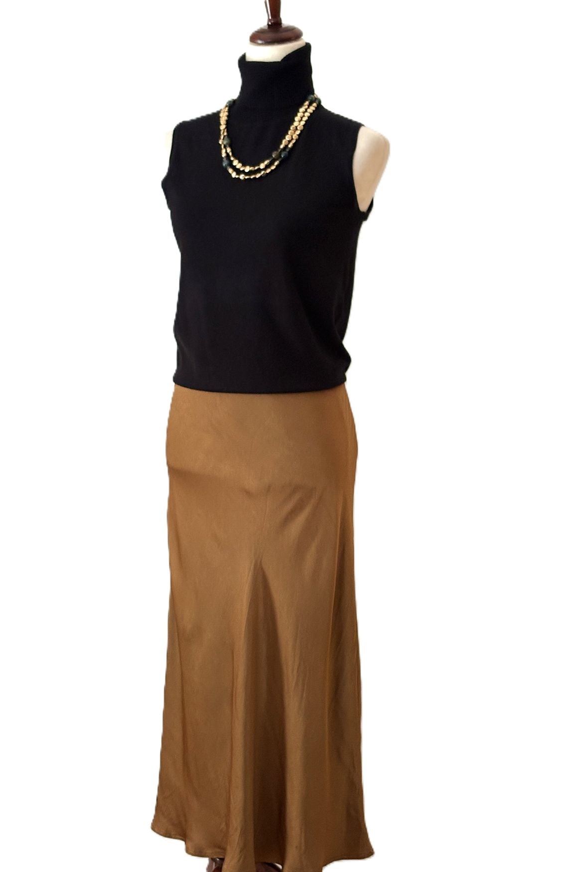 Skirt, Italian Viscose Satin Bias-Cut Midi Skirt. (4 Colors)