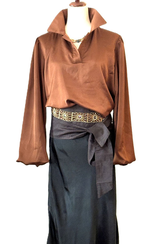 Top, Italian Satin Blouse Steals The Scene. (4 Colors)