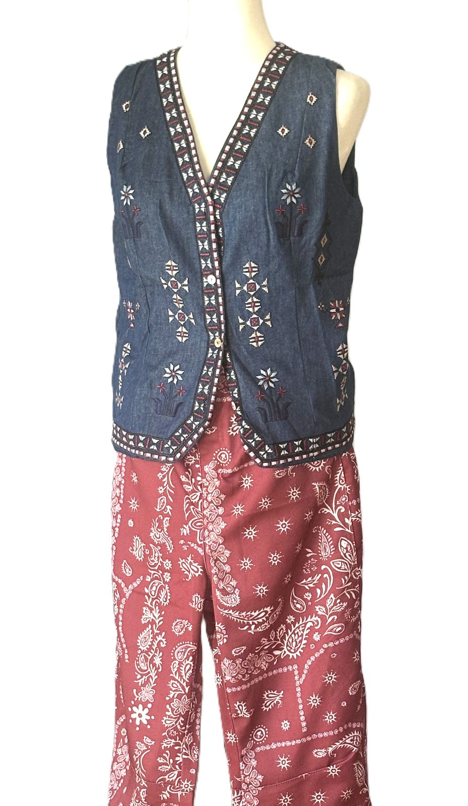 Pants, Paisley Pattern Straight (Kerchief Print)