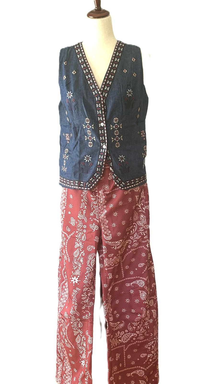Pants, Paisley Pattern Straight (Kerchief Print)
