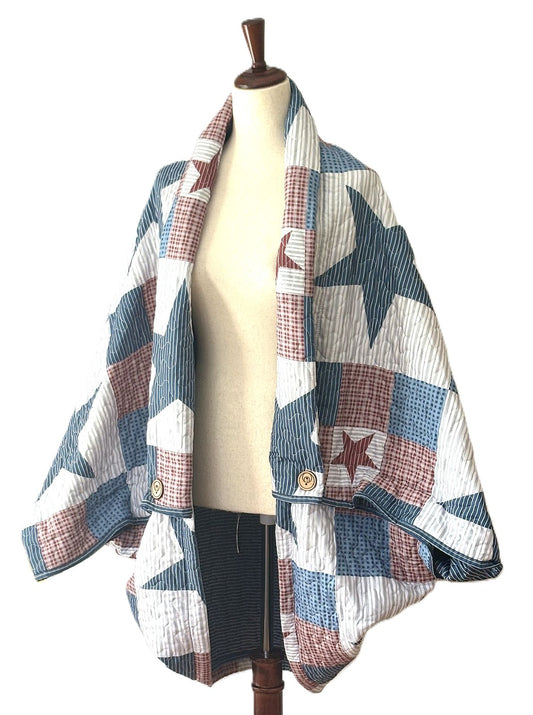 Jacket,  The Art of a Hug In A Shawl With Sleeves.  Two Different Prints.