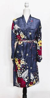 Top of the Line Silk Kimono Duster (Navy)