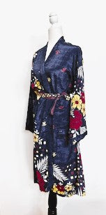 Top of the Line Silk Kimono Duster (Navy)