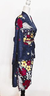 Top of the Line Silk Kimono Duster (Navy)