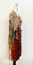 Top of the Line Silk Kimono Duster,  Complex Print (Brown)