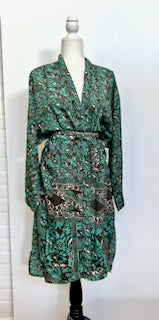 Top of the Line Silk Kimono Duster (Emerald)