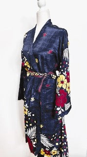 Top of the Line Silk Kimono Duster (Navy)