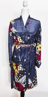 Top of the Line Silk Kimono Duster (Navy)