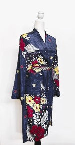 Top of the Line Silk Kimono Duster (Navy)