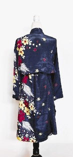 Top of the Line Silk Kimono Duster (Navy)