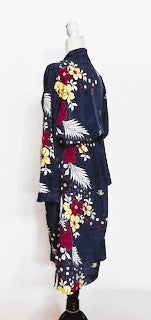 Top of the Line Silk Kimono Duster (Navy)