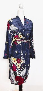 Top of the Line Silk Kimono Duster (Navy)