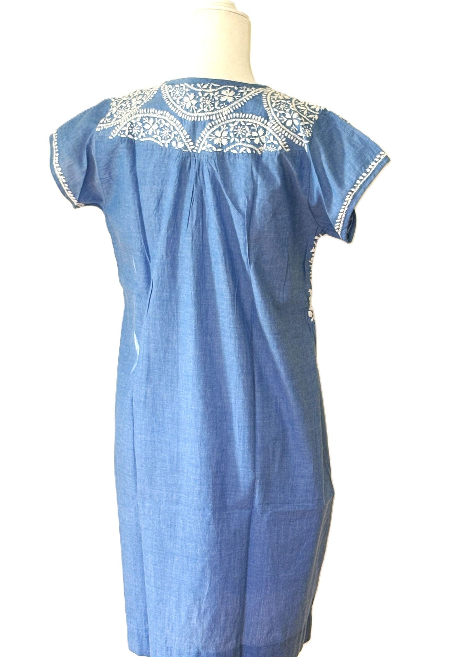 Dresses: Flattering Easy Basic Print Cotton Short (Blue)