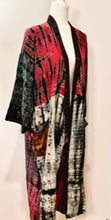 Luxury Mixed Print Silk Kimono Duster is Sophisticated (Tie Dye Red)
