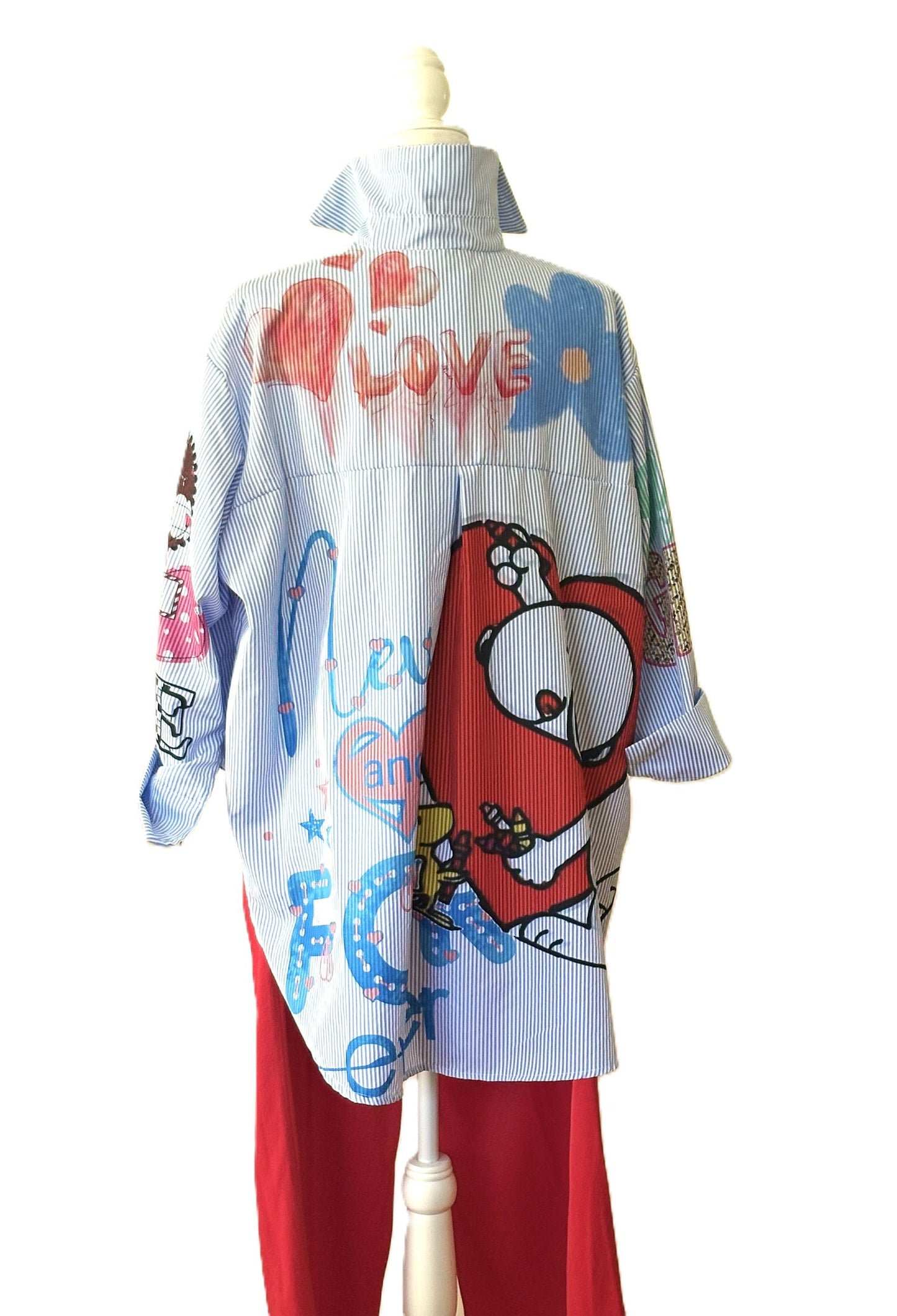 Tops: Italian, One Size Light Blue Striped Cotton "Charlie Brown".