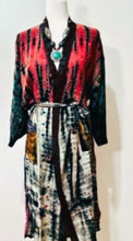 Luxury Mixed Print Silk Kimono Duster is Sophisticated (Tie Dye Red)