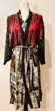 Luxury Mixed Print Silk Kimono Duster is Sophisticated (Tie Dye Red)