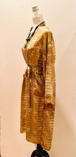 Luxury Print Silk Kimono Duster Dress is Sophisticated (Bronze Print)