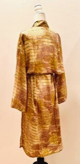 Luxury Print Silk Kimono Duster Dress is Sophisticated (Bronze Print)