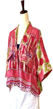 Luxury Silk Kimono Duster Dress:  Dramatic Mixed Print (Bronze/Blue)