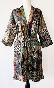 Short Designer Patchwork Kimono Duster. Artisan.