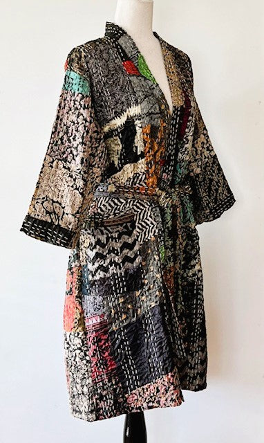 Short Designer Patchwork Kimono Duster. Artisan.