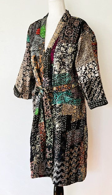 Short Designer Patchwork Kimono Duster. Artisan.